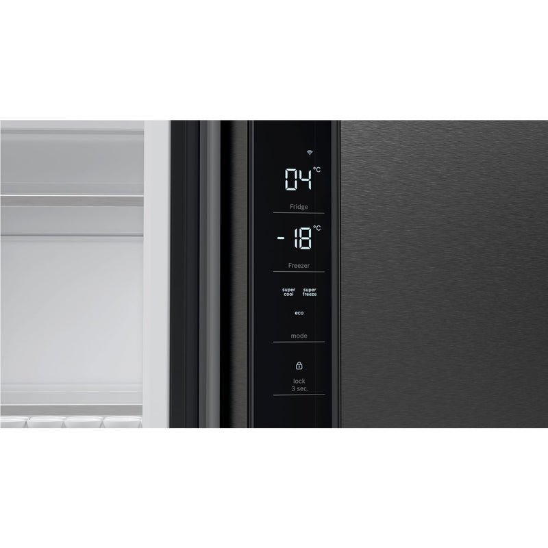 Grade A Bosch Series 6 KFN96AXEA 605 Litre Frost Free American Fridge Freezer With Multiflow Black Stainless Steel