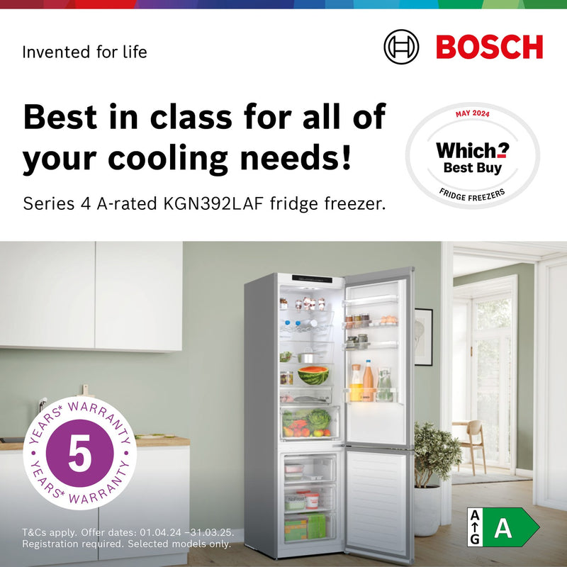Grade C Bosch Series 4 KGN392LAF Freestanding 363 Litre 70/30 Frost Free Fridge Freezer Stainless Steel