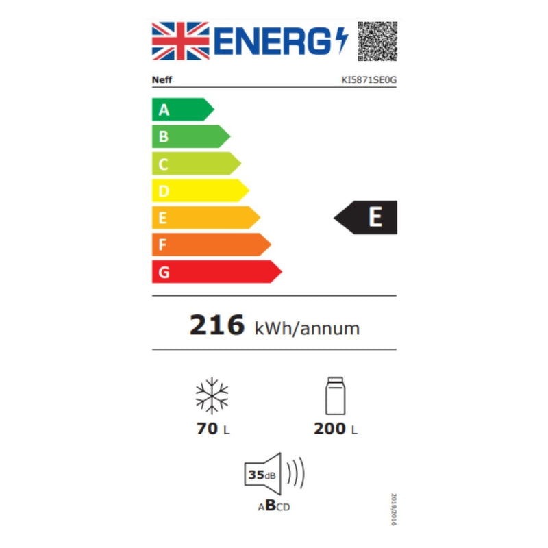 Grade A Neff N30 KI5871SE0G Integrated 270 Litre 70/30 Frost Free Fridge Freezer White
