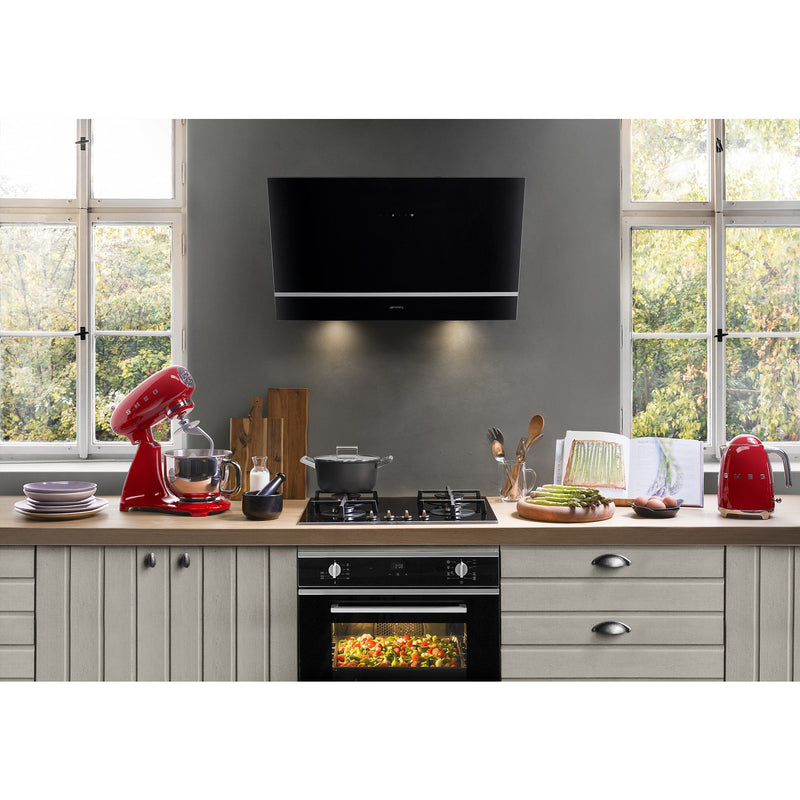 Grade B Smeg KV28N 80cm Angled Chimney Cooker Hood Black