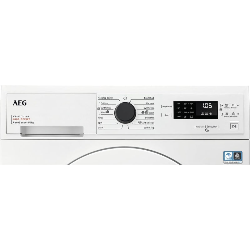 GRADE A2 - AEG 6000 Series AutoSense® 8kg Wash 4kg Dry 1600rpm Washer Dryer - White