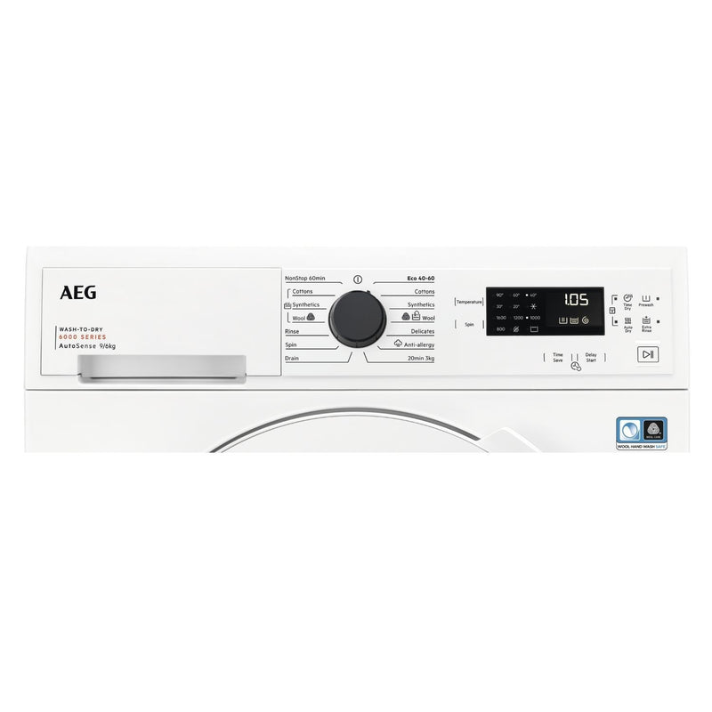 Grade B AEG 6000 Series AutoSense LWX60966B Freestanding 9/6KG 1600 Spin Washer Dryer White