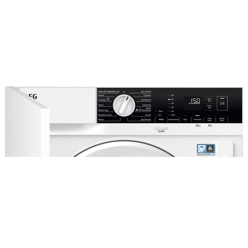 Grade B AEG 6000 Series AutoSense LX6WG74634BI Integrated 7/4KG 1600 Spin Washer Dryer White