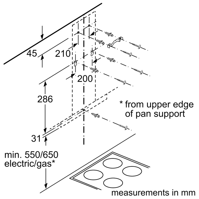 Bosch Series 2 Wall-mounted Hood 90cm DWG94BC50B