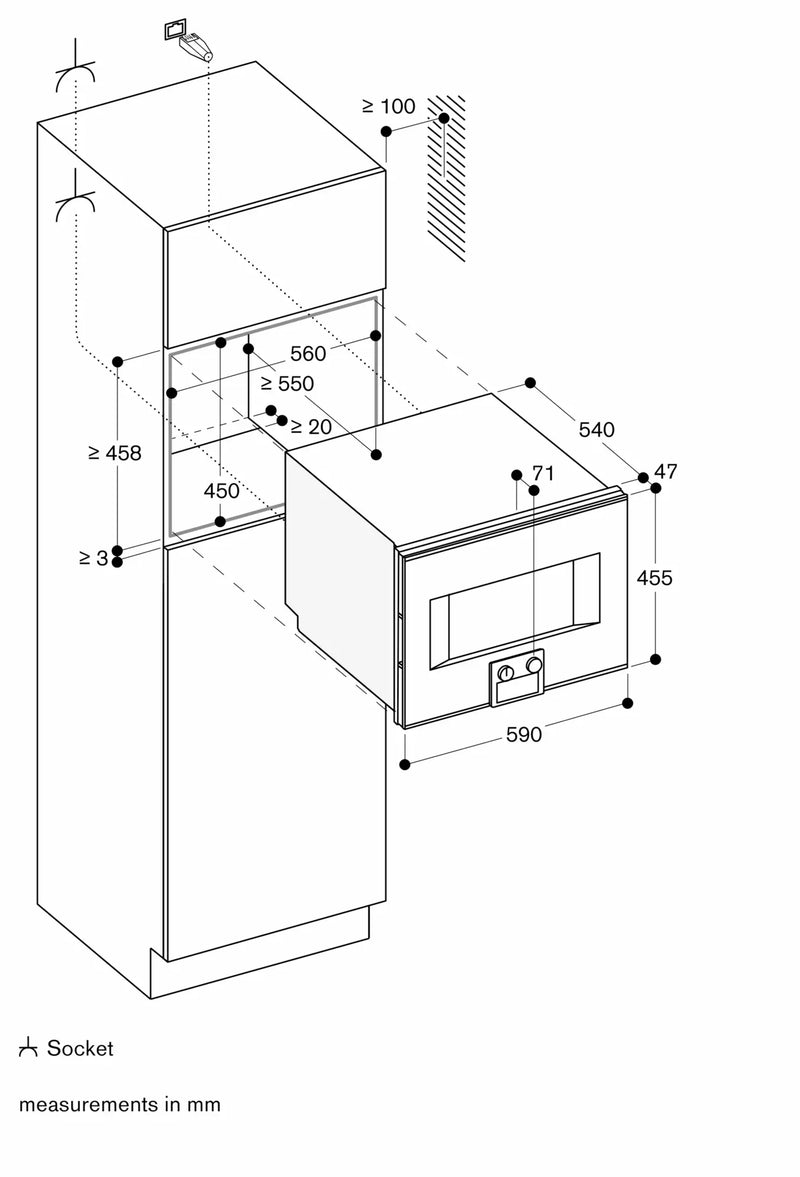 [Discontinued] Gaggenau 400 series combi-steam oven 60x45cm door hinge: right BS450101