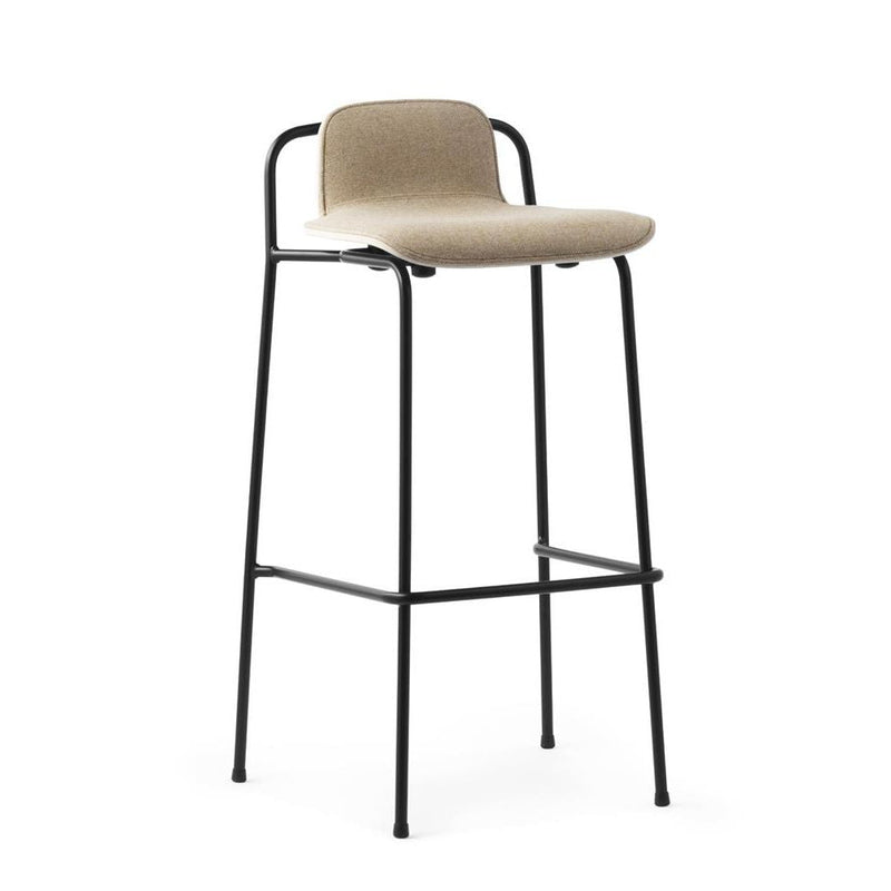 Normann Copenhagen Studio Barstool 75 cm Front Upholstery Black Steel Oak  Main Line Flax