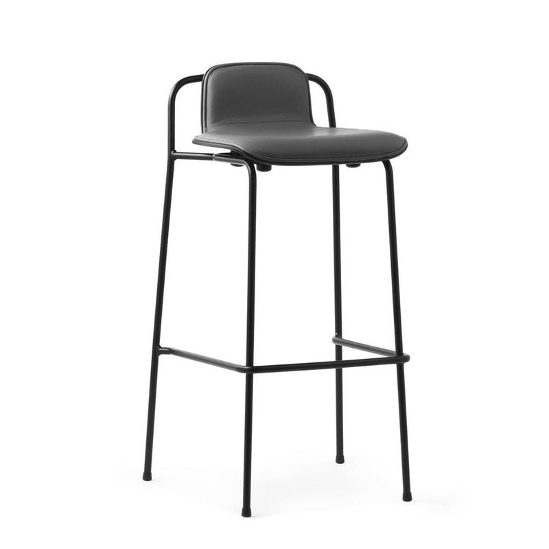 Normann Copenhagen Studio Barstool 75 cm Front Upholstery Black Steel Black  Ultra Leather