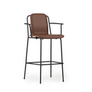 Normann Copenhagen Studio Bar Armchair 75 cm Front Upholstery Black Steel  Brown  Ultra Leather