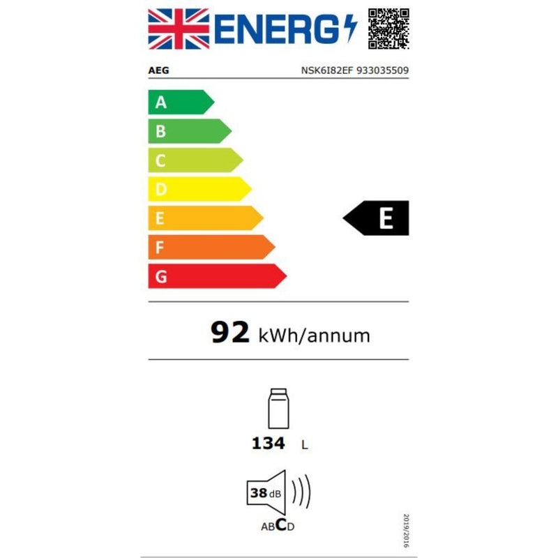 Grade B AEG 6000 Series NSK6I82EF Integrated 133 Litre Under Counter Fridge