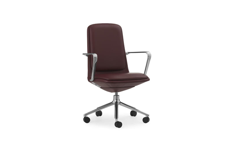 Normann Copenhagen Off Armchair Low 5W Gas Lift Aluminum with Cushion Ultra Leather