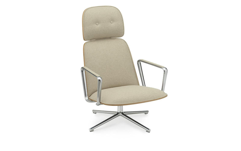 Normann Copenhagen Pad Lounge Chair High Swivel Alu Oak/Main Line Flax