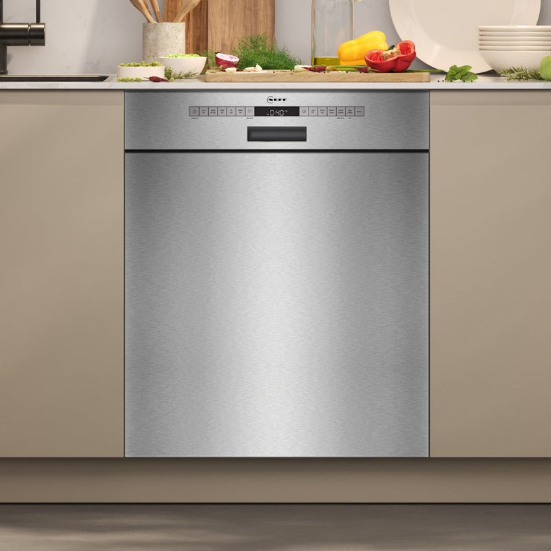 GRADE A1 - Neff N 50 Semi-Integrated Dishwasher - Smart Wi-Fi, D-Rated, Stainless steel control panel