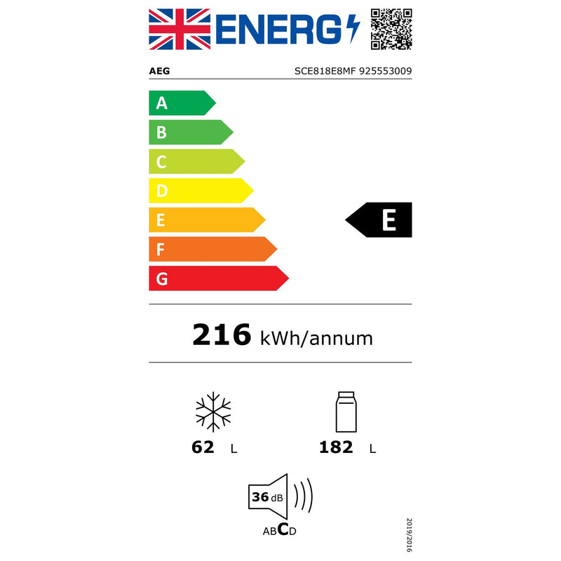 Grade B AEG 8000 Series SCE818E8MF Integrated 244 Litre 70/30 Frost Free Fridge Freezer White