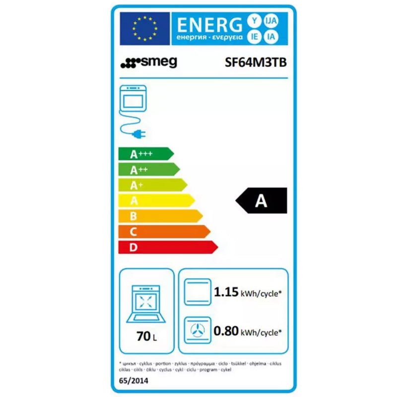 Grade A Smeg Cucina Single Oven - Black
