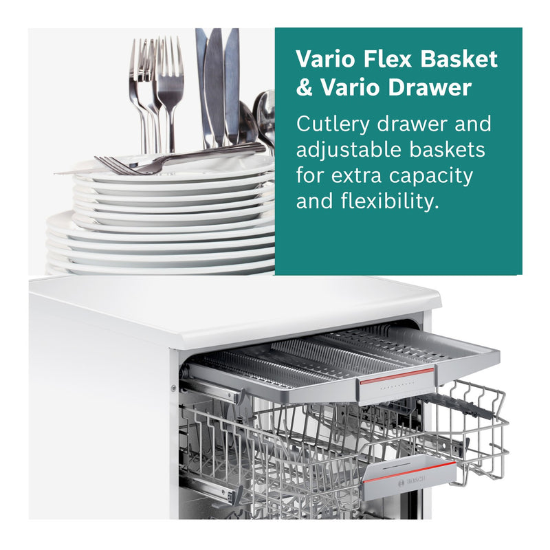 Grade A Bosch Series 6 SMS6ZCI10G 14 Place Freestanding Dishwasher Silver