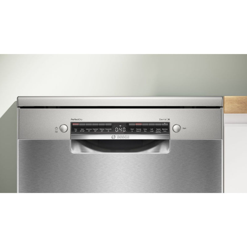 Grade A Bosch Series 6 SMS6ZCI10G 14 Place Freestanding Dishwasher Silver