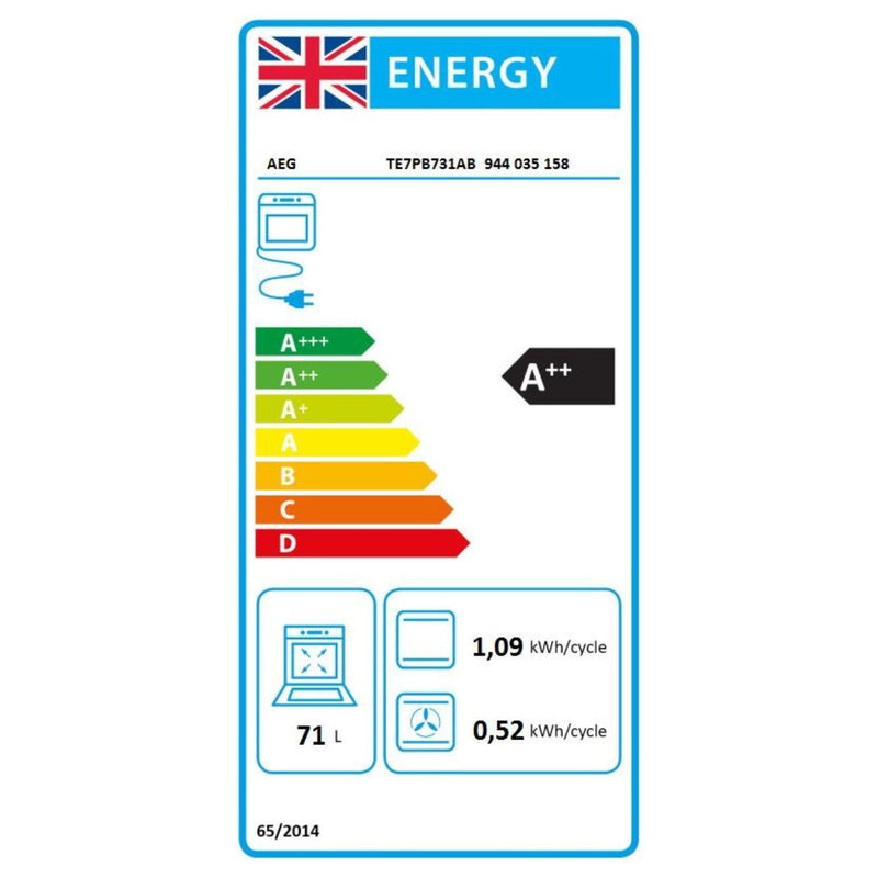 Grade B AEG 7000 Series E7PB731AB 60cm Single Built In Electric Oven Black