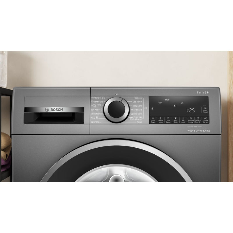 Grade A Bosch Series 6 WNG254R1GB Freestanding 10.5/6KG 1400 Spin Washer Dryer Graphite