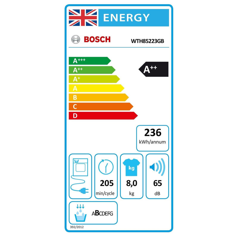 Grade C Bosch Series 4 WTH85223GB Freestanding Heat Pump 8KG Tumble Dryer White