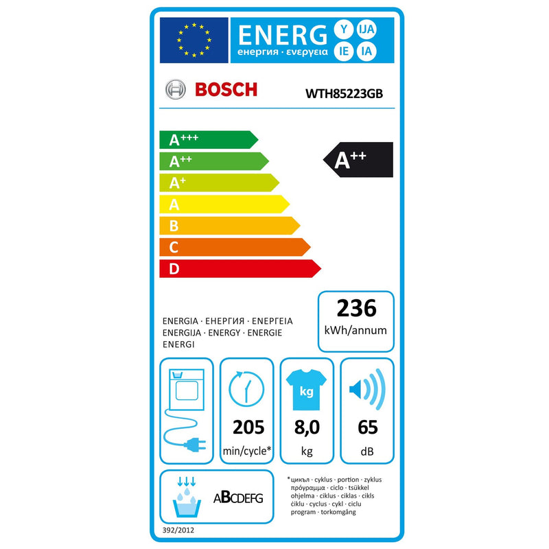 Grade B Bosch Series 4 WTH85223GB Freestanding Heat Pump 8KG Tumble Dryer White