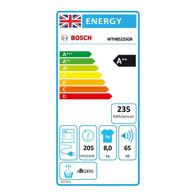 Grade B Bosch Series 4 Wth85225gb Freestanding Heat Pump 8KG Tumble Dryer White