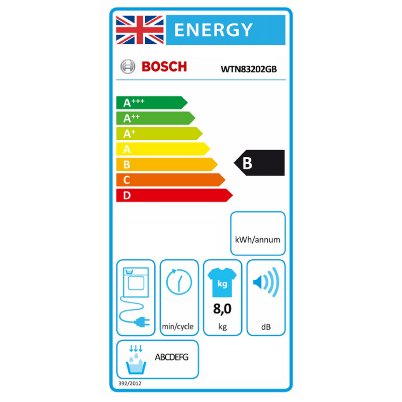 Grade B Bosch Series 4 WTN83202GB Freestanding Condenser 8KG Tumble Dryer White