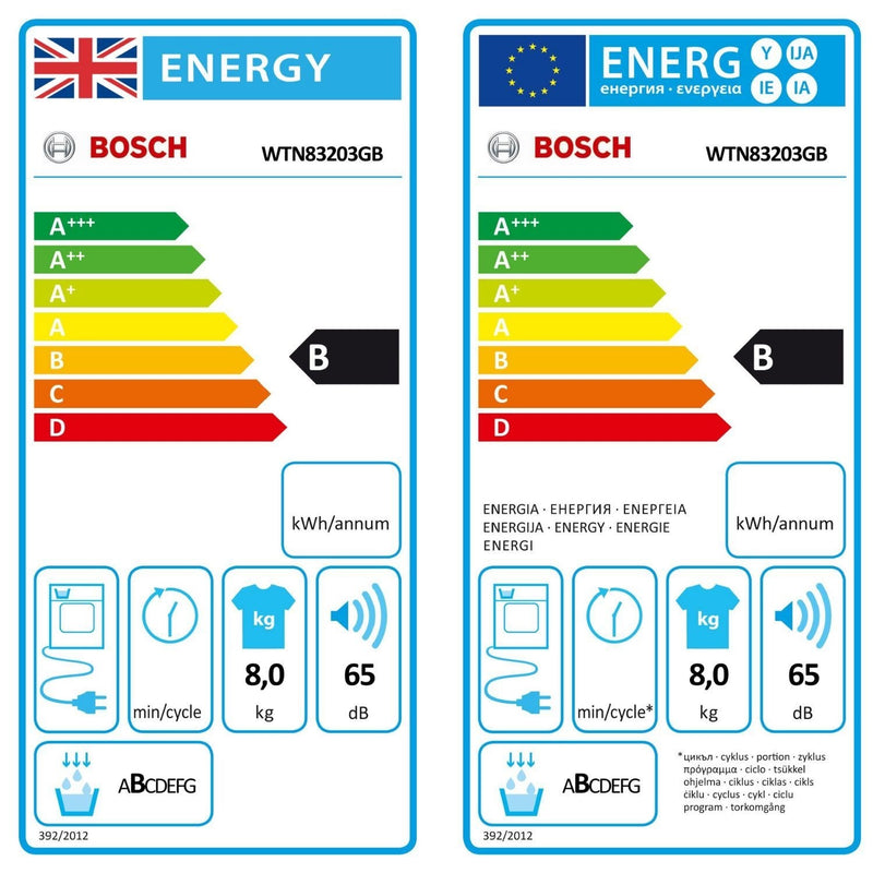 Grade A Bosch Series 4 WTN83203GB Freestanding Condenser 8KG Tumble Dryer White