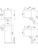Smeg Free-Standing Fridge 153x60cm FAB28RDUJ5 - Ideali