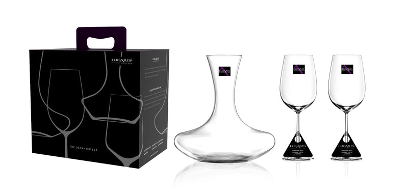 Non Lead Crystal Bangkok Bliss Decanter 750ml + Shanghai Soul Bordeaux Glasses 755ml 2pcs