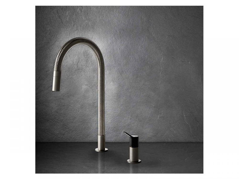 Gessi Mesh countertop single lever sink tap with hand shower - Ideali