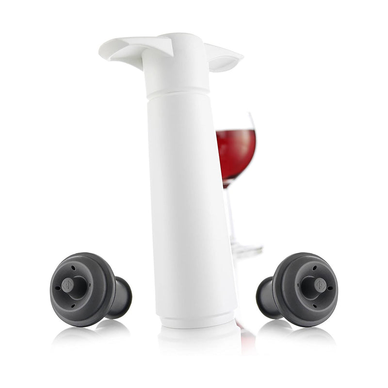 Wine Saver Pump with 2 Vacuum Bottle Stoppers (White)