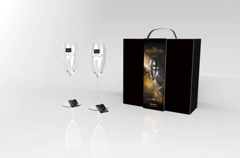 ELEMENTS GOLD HAND-MADE WINE GLASS 275ml (2 piece Pack)