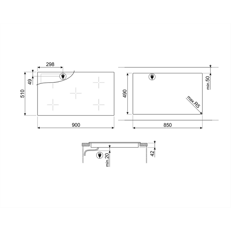 Smeg Induction Hob 90cm SE395ETB - Ideali