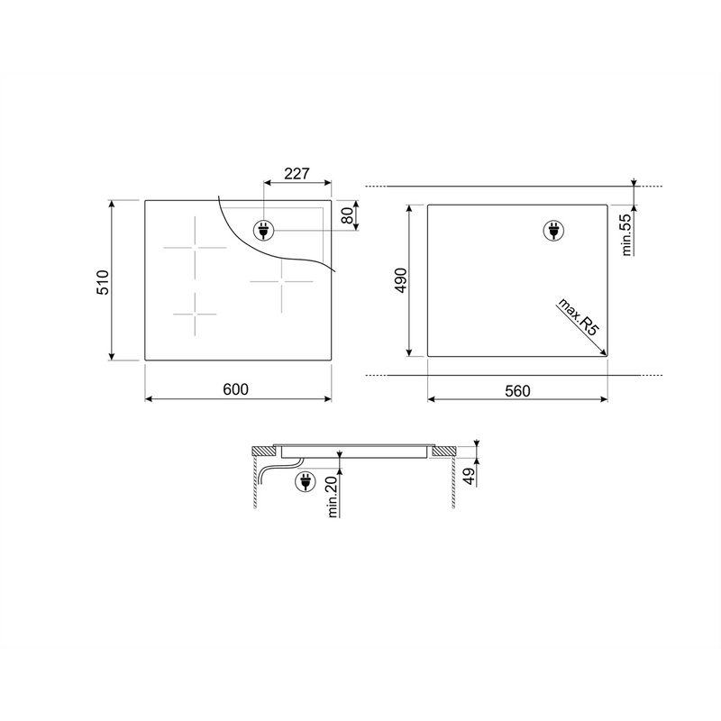 Smeg Induction Hob 60cm SI2M7643B - Ideali