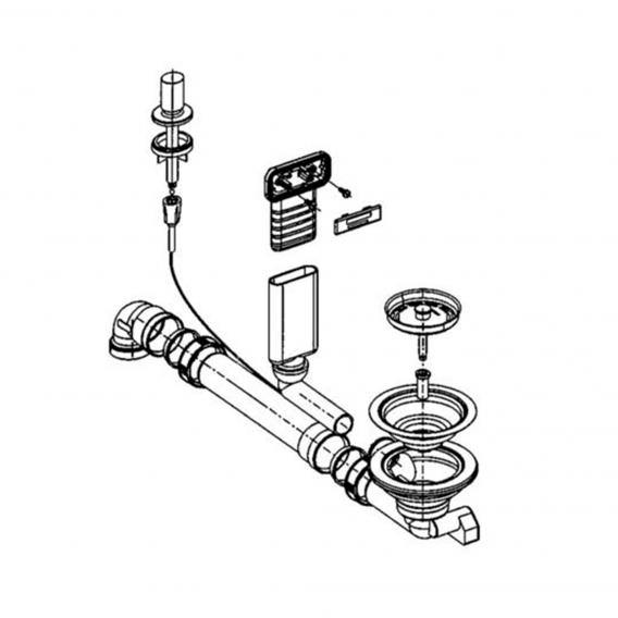 Blanco Andano Waste And Overflow Set W. Remote Waste Control & C-Overflow® For Andano S/Less Steel Sink - Ideali