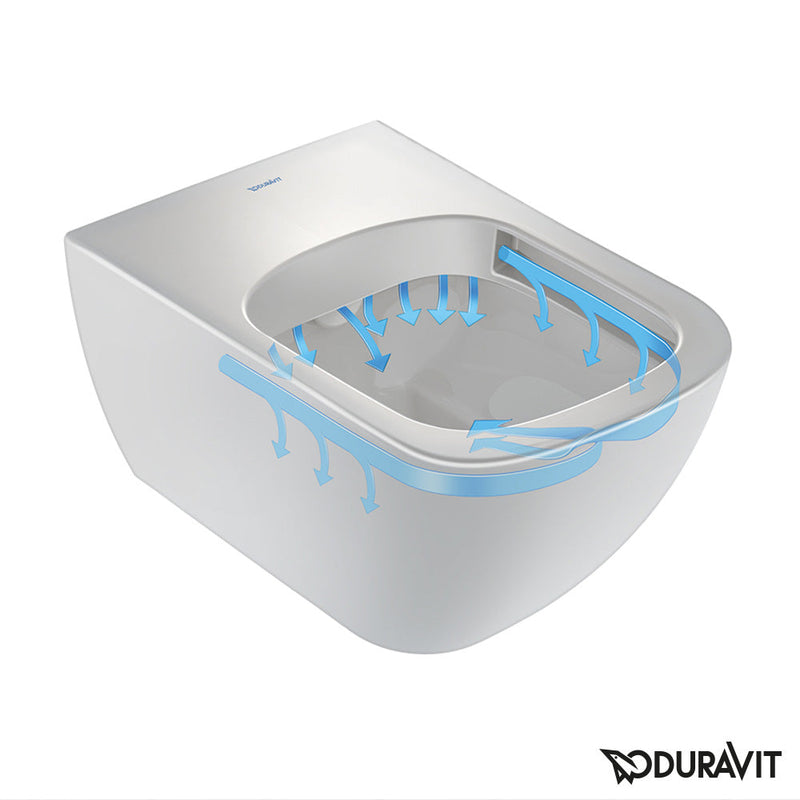 Duravit Happy D.2 Wall-Mounted Rimless Washdown Toilet, Extended Version