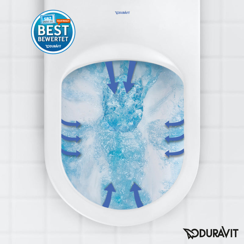 Duravit Happy D.2 Wall-Mounted Washdown Toilet Rimless with NEW SensoWash® Slim Toilet Seat, Set