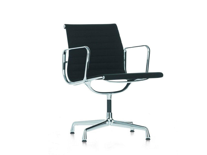 Vitra Aluminium Chair EA 108 - Leather 66 Nero / Chrome