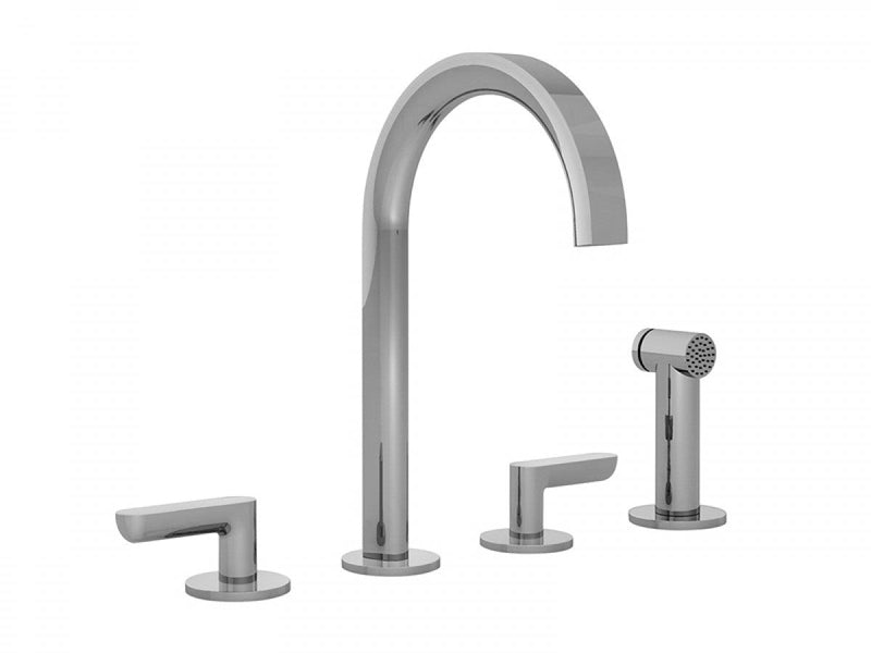 Fantini Icona Deco 4 holes kitchen tap with pull out handshower R151