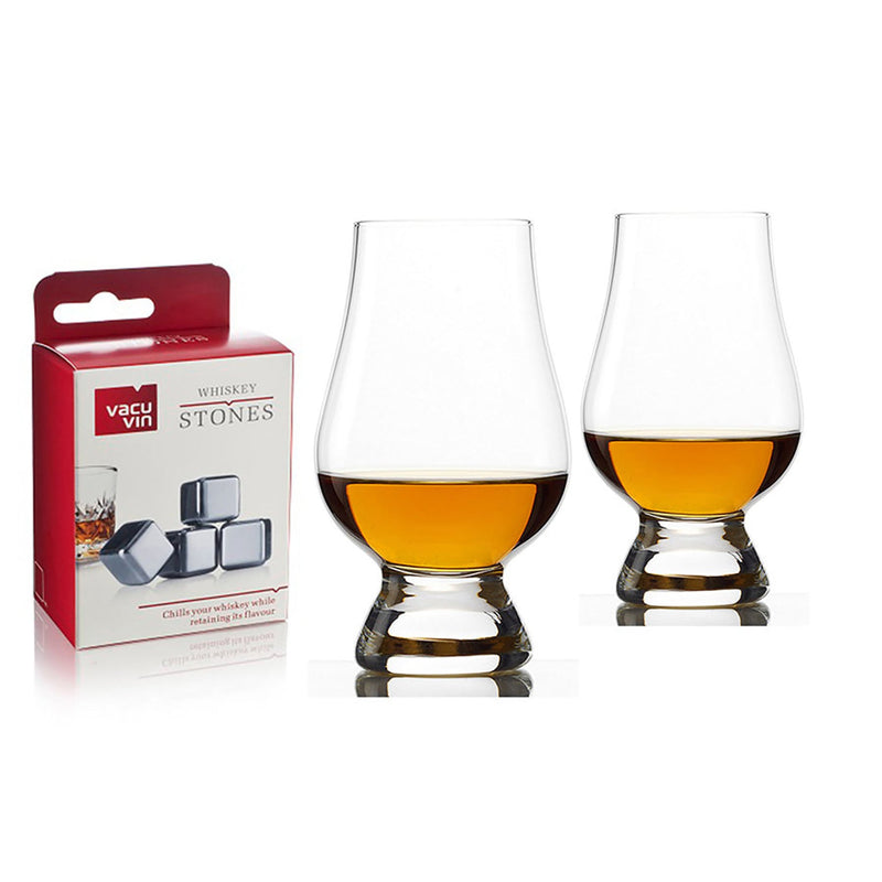 Glencairn Whisky Glasses (2 Pieces) + VacuVin Whiskey Stones