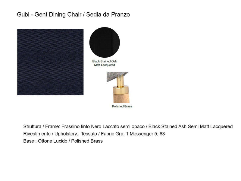 Gubi Gent Dining Chair - Messenger 5 0063 / Black Stained Ash / Polished Brass - Ideali