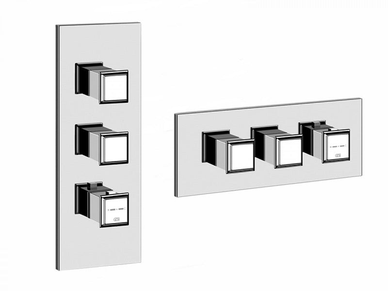 Gessi Eleganza Wellness thermostatic shower mixer with 2 stop valves 46204