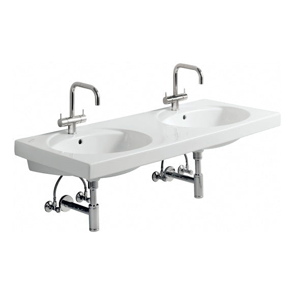 Geberit Preciosa double washbasin white, with 2 tap holes, with overflow