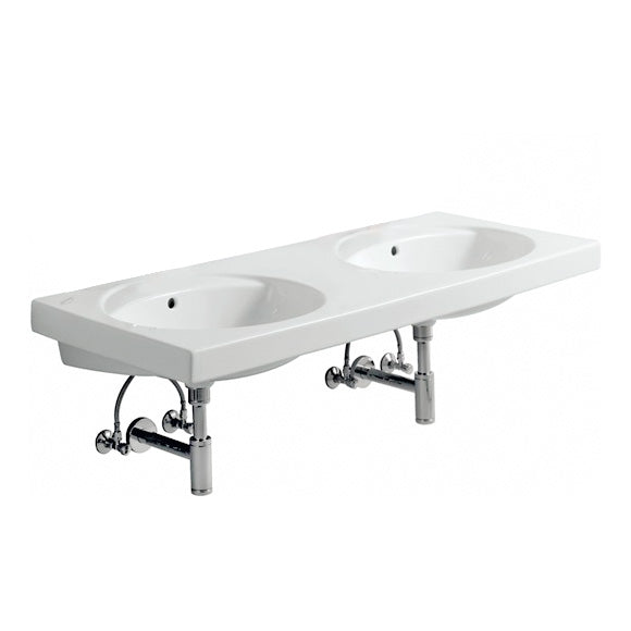 Geberit Preciosa double washbasin white, without tap hole, with overflow