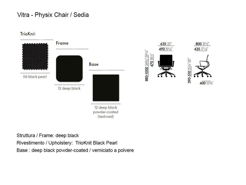 Vitra Physix Swivel Chair - Deep Black / Trioknit Black Pearl - Ideali