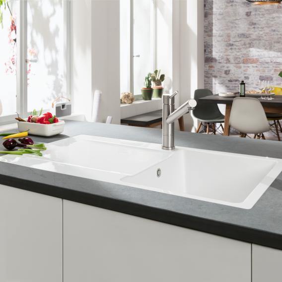 Villeroy & Boch Siluet 50 Flat Sink Flush-Mounted With Draining Board And Pop-Up Waste - Ideali