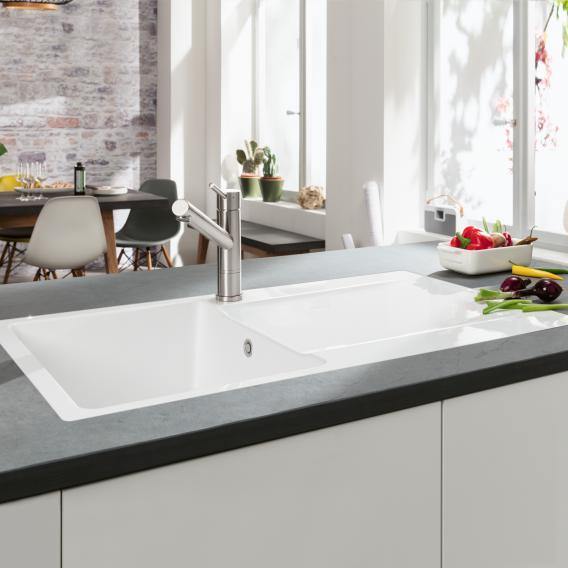 Villeroy & Boch Siluet 50 Flat Sink Flush-Mounted With Draining Board And Pop-Up Waste - Ideali