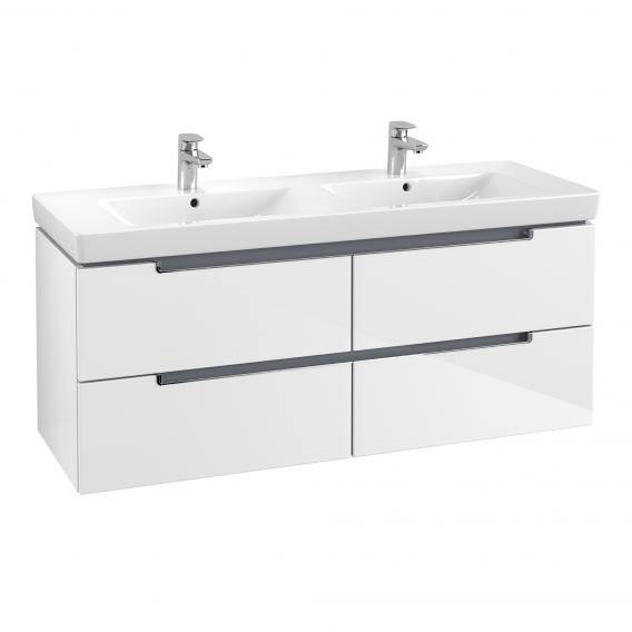 Villeroy & Boch Subway 2.0 Double Washbasin With Vanity Unit With 4 Pull-Out Compartments White, With Ceramicplus, With Overflow - Ideali