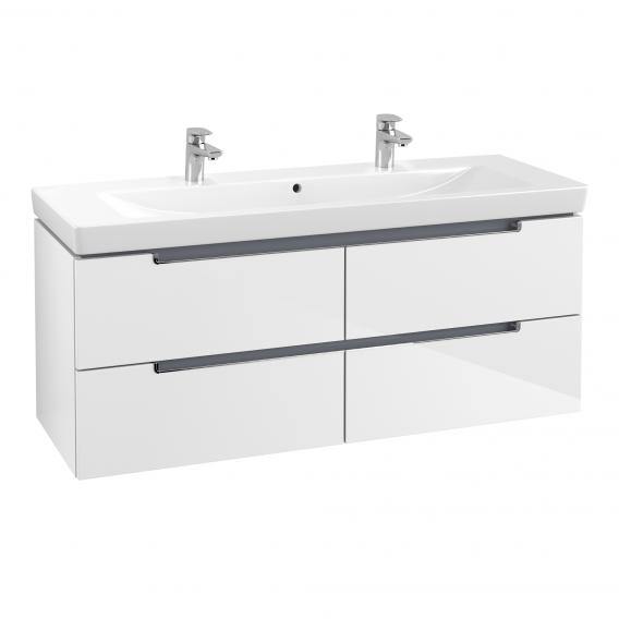 Villeroy & Boch Subway 2.0 Washbasin With Vanity Unit With 4 Pull-Out Compartments White, With Ceramicplus, With 2 Tap Holes, With Overflow - Ideali
